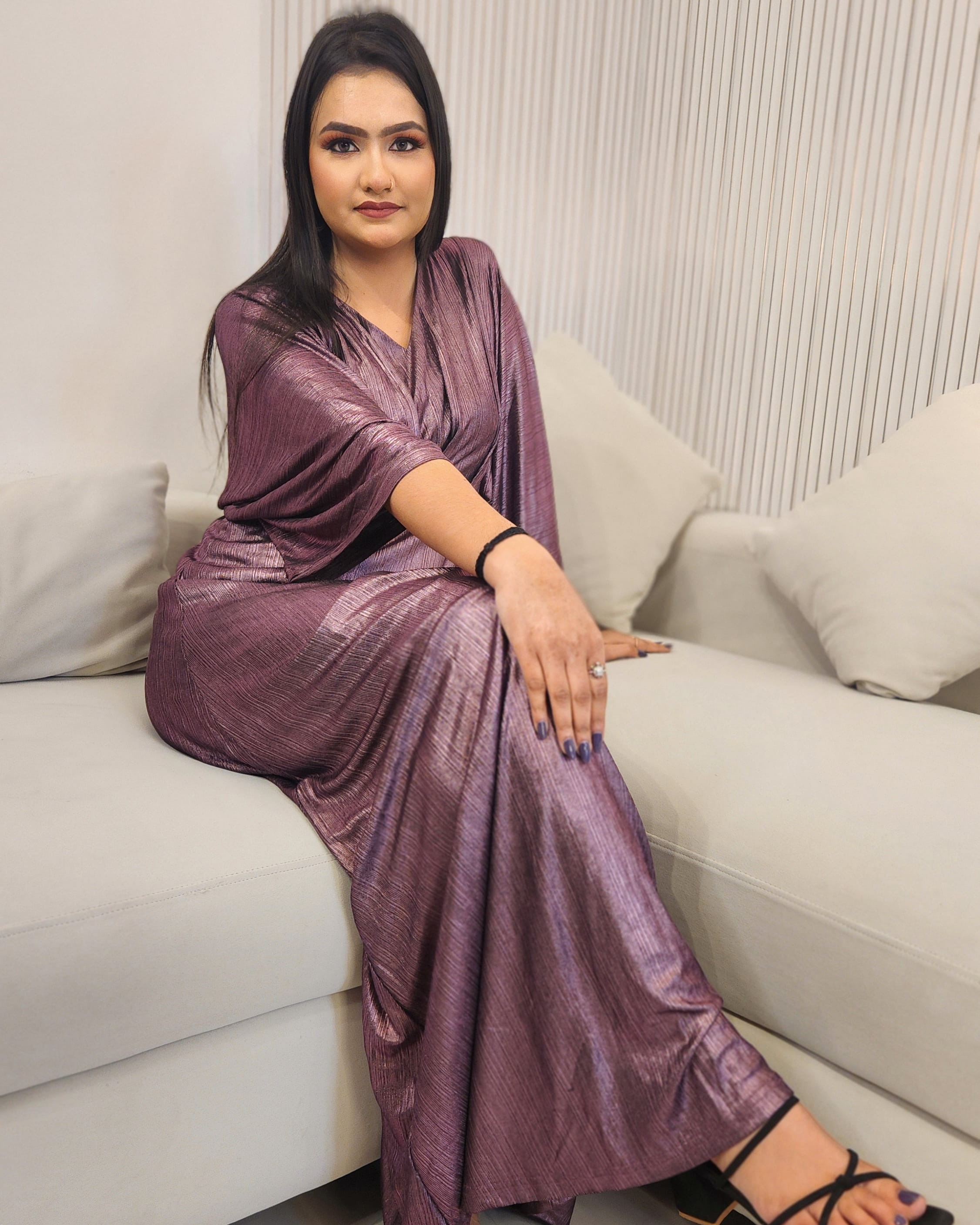 Pleated Wrap Maxi Dress
