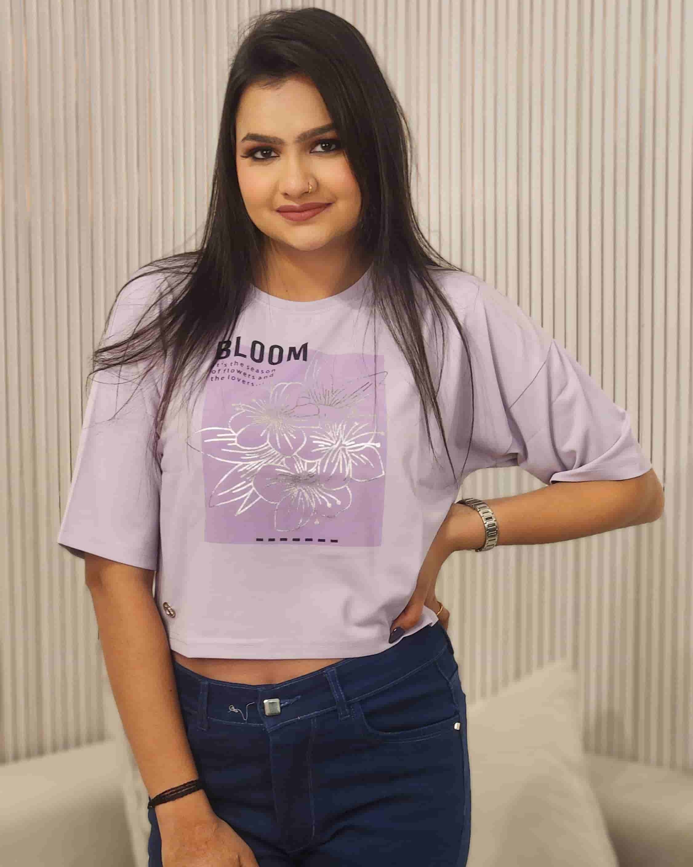 Printed Round Neck Pure Cotton Crop Top