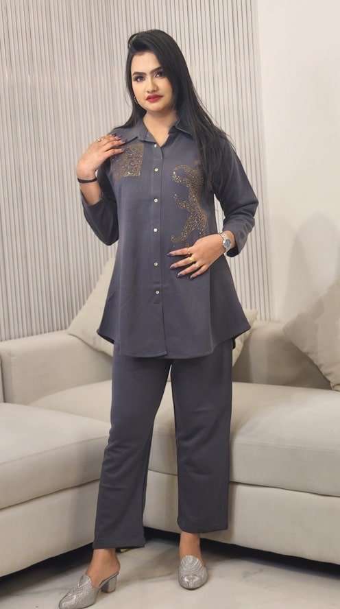 Embroidered Shirt With Trousers Co-Ord’s