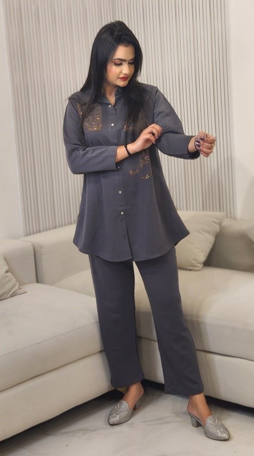 Embroidered Shirt With Trousers Co-Ord’s