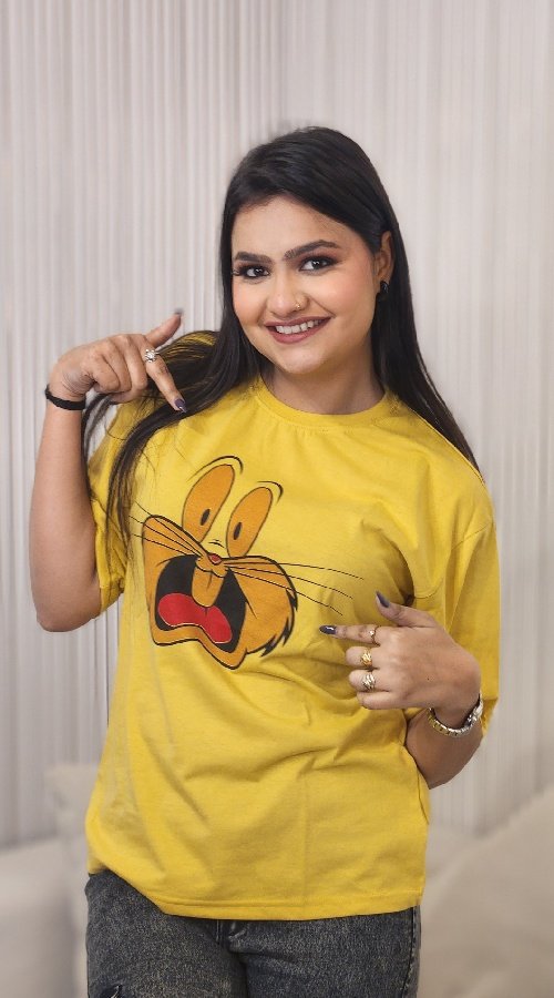 Women Graphic Bug Bunny Printed Round Neck Pure Cotton T-shirt