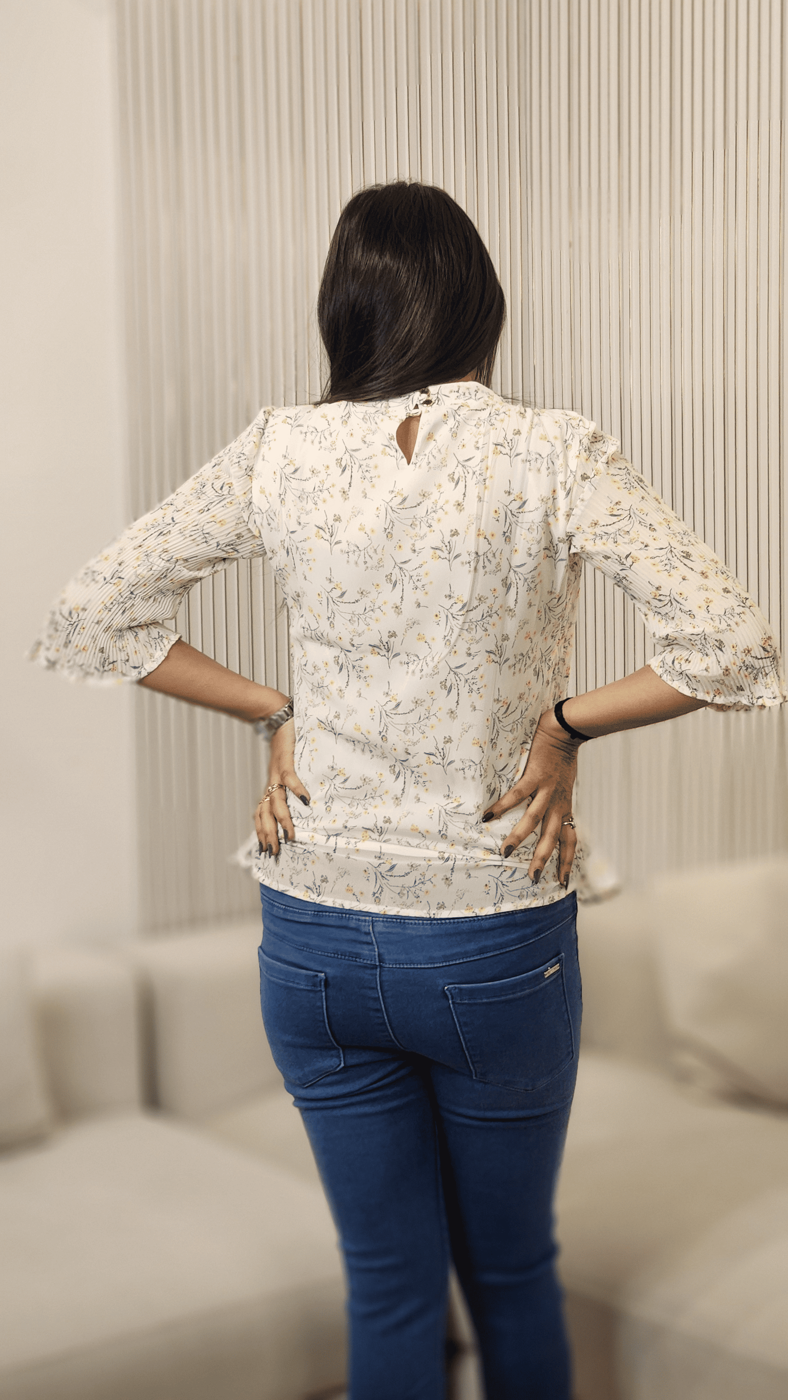 Women’s Floral Printed Top Pleated Off