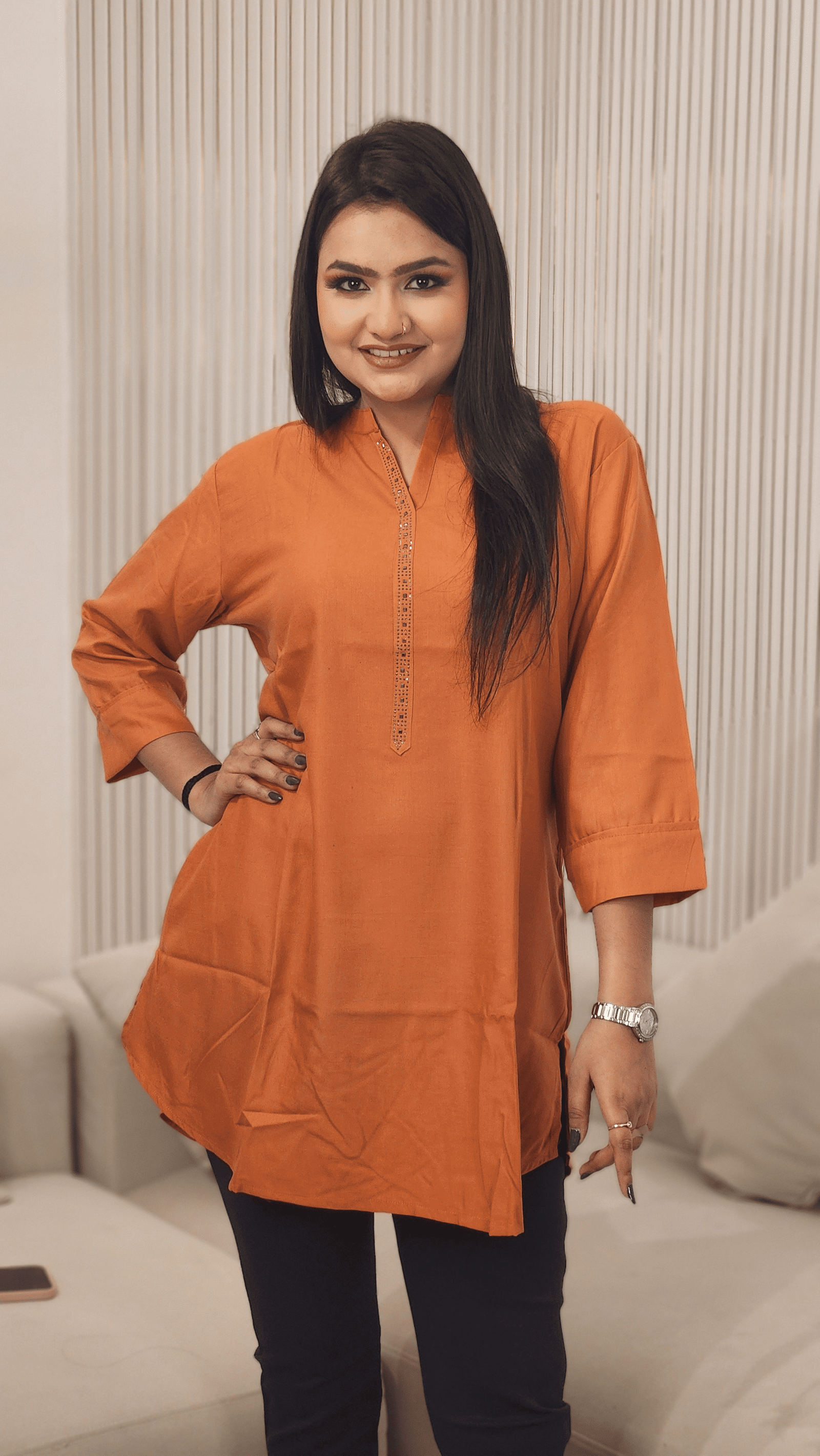 Band Collar A-line Kurti