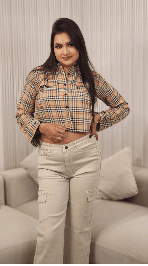 Women Regular Fit Checkered Spread Collar Casual Shirt