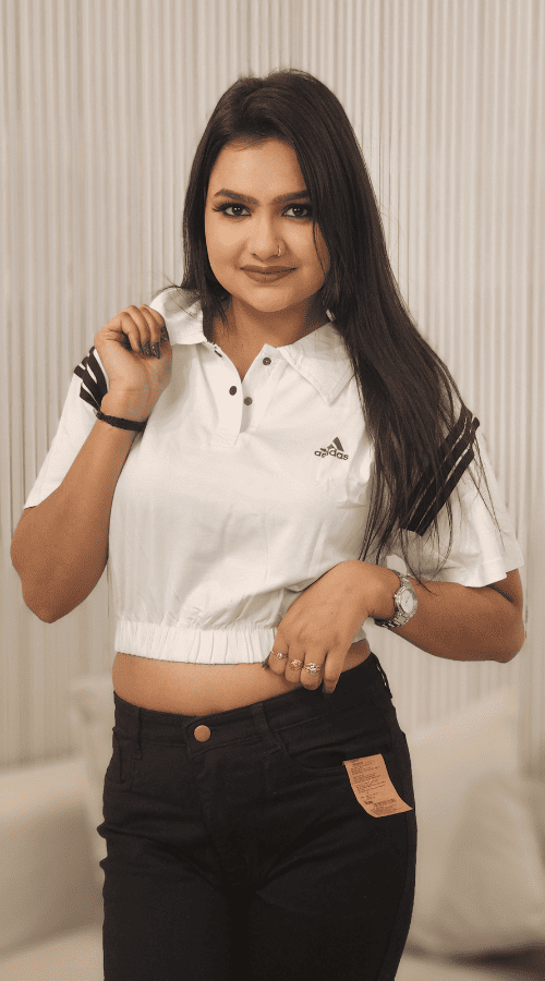 Women Shirt Collar Crop Top