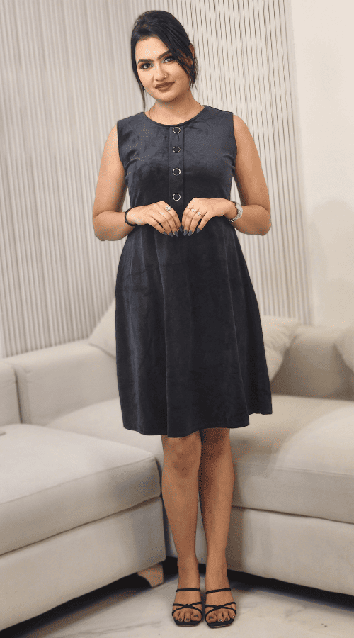 Velvet Teal Black Dress