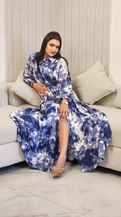 Women Collar Neck Abstract Print dress