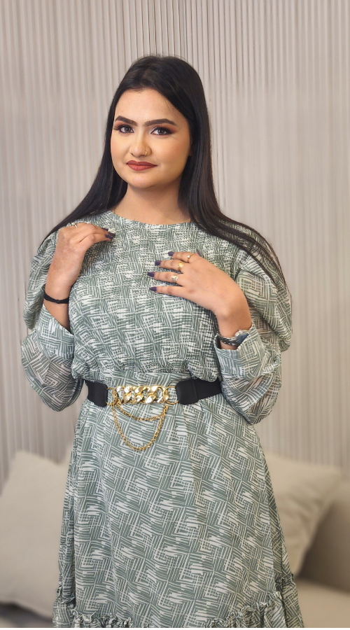 Floral Print Georgette Midi Dress