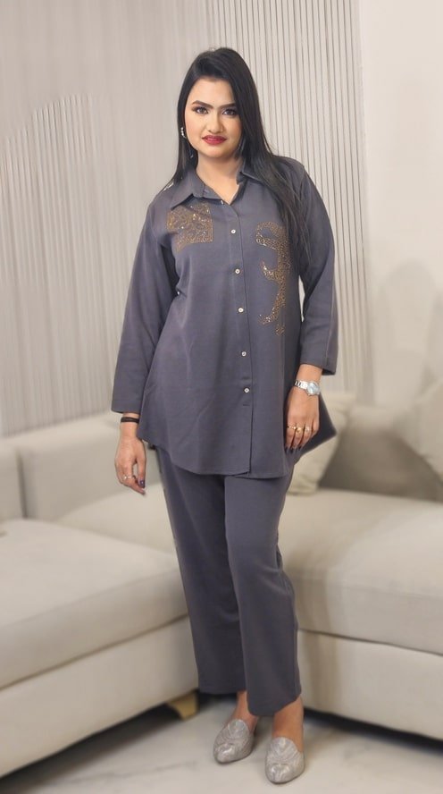 Embroidered Shirt With Trousers Co-Ord’s