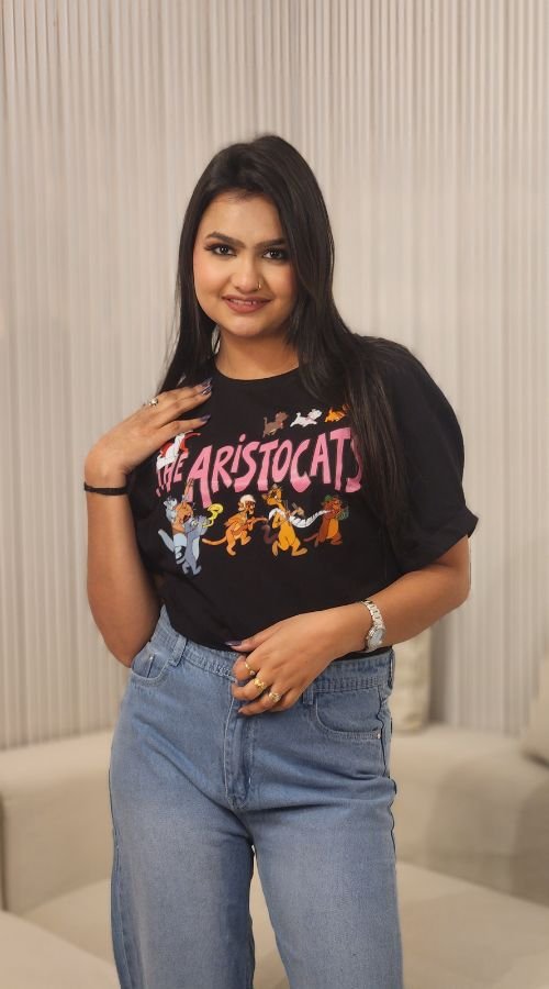 Typography Printed Round Neck Pure Cotton Oversized T-Shirt