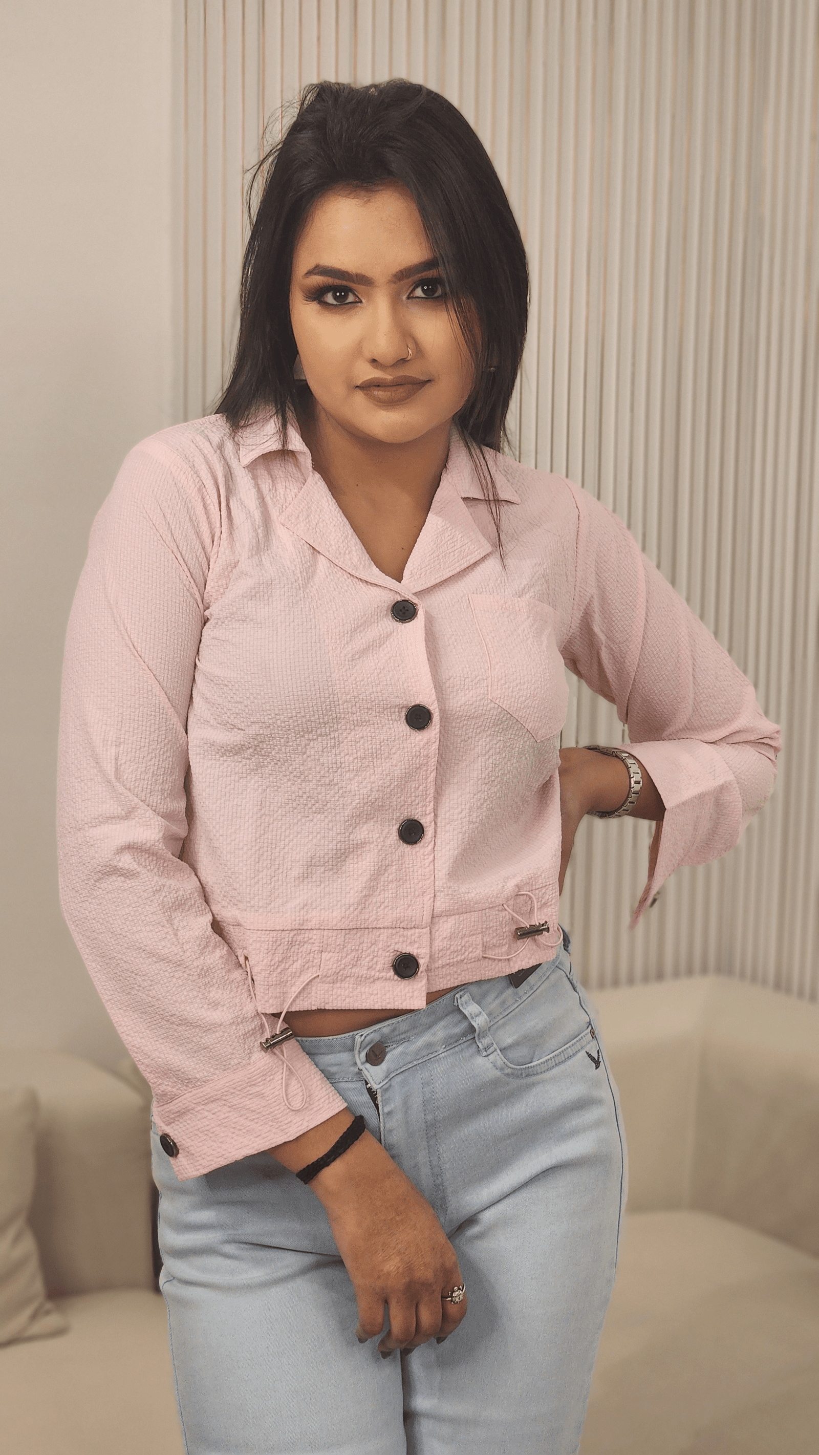 Stylish Latest Elegant Celadon Green Solid Casual Top