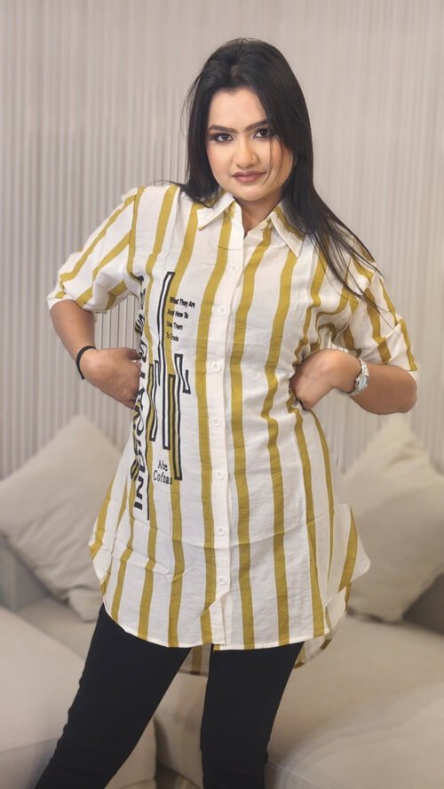 Women Shirt Pink Striped Dress / Shirt