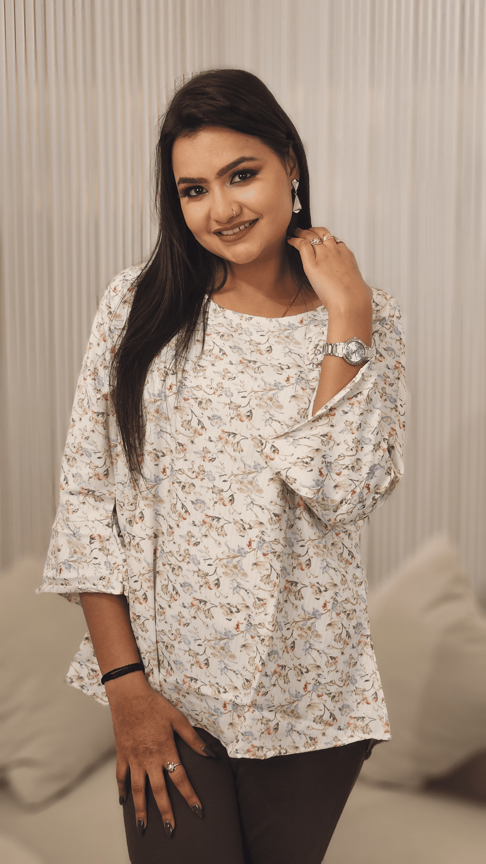 Floral Print Synthetic Georgette Top