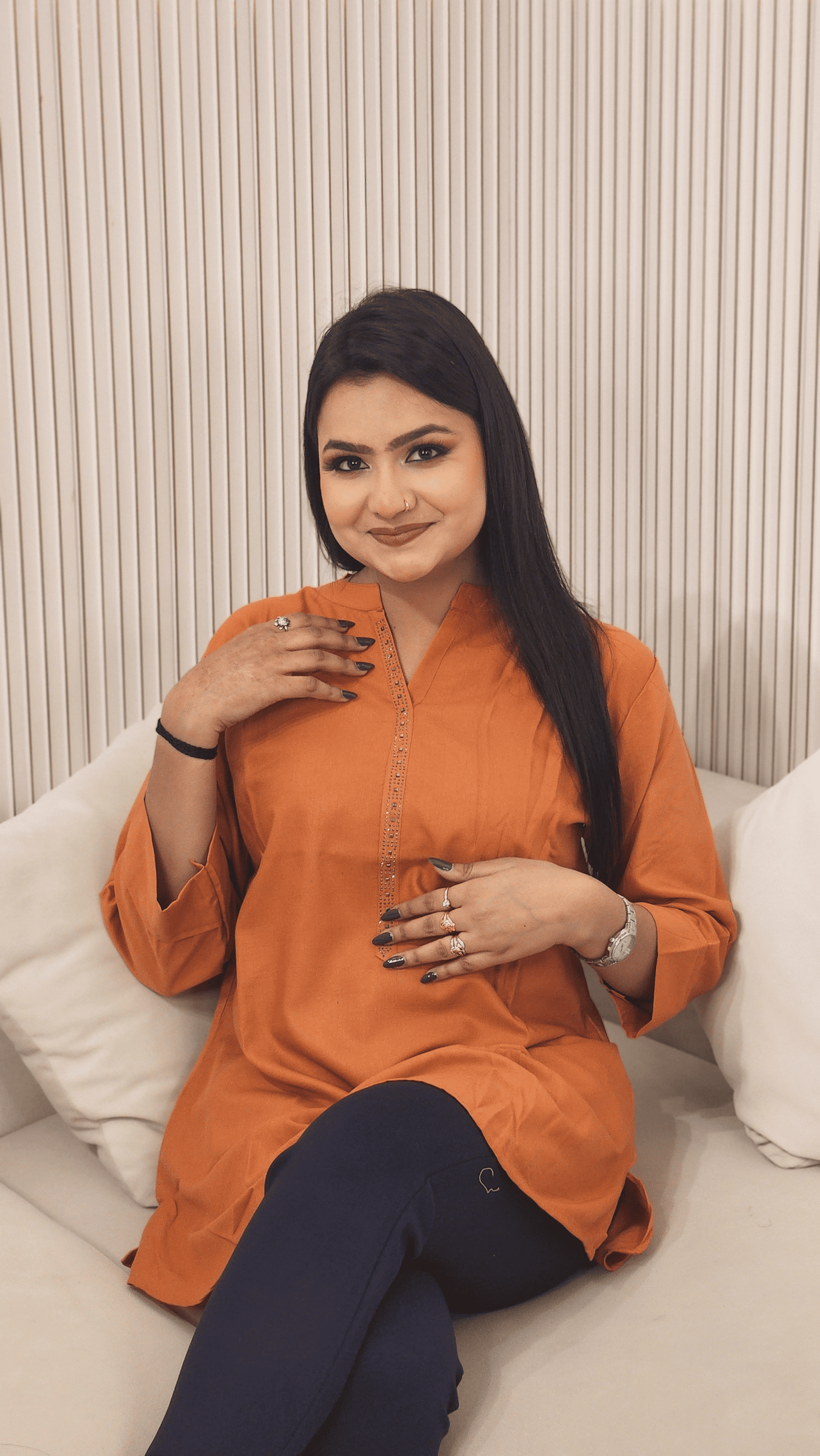 Band Collar A-line Kurti