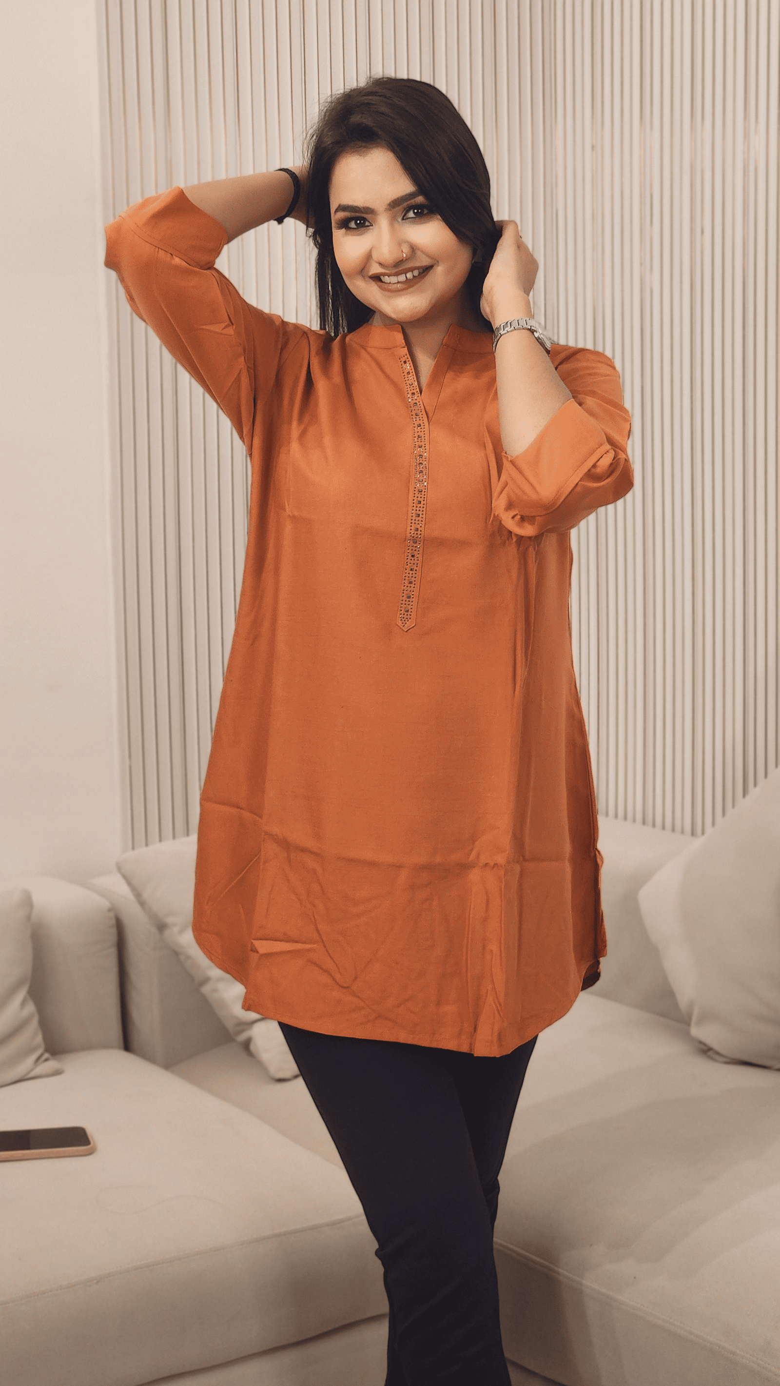 Band Collar A-line Kurti