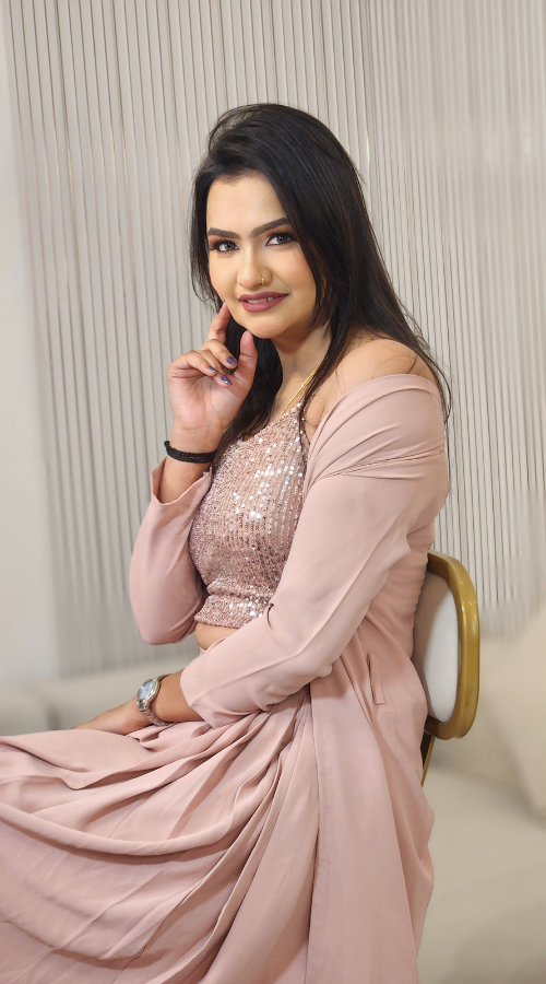 Rose Gold Sequin Embroidered Crepe Crop Top Set With Jacket