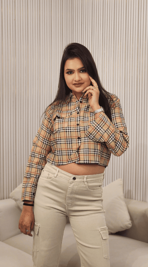 Women Regular Fit Checkered Spread Collar Casual Shirt