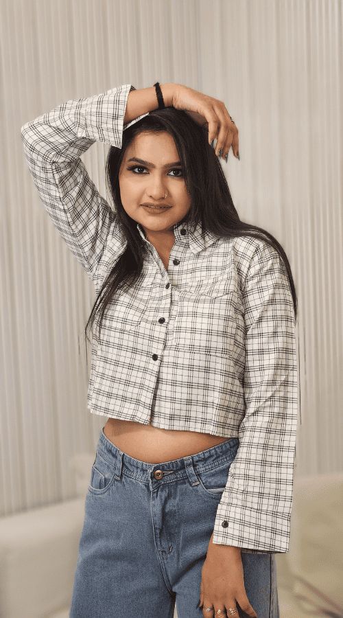 Women Regular Fit Checkered Spread Collar Casual Shirt