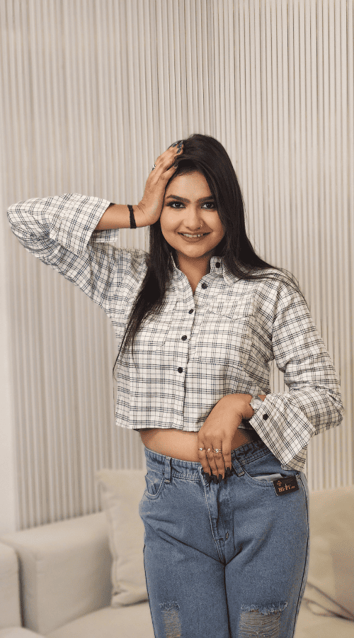 Women Regular Fit Checkered Spread Collar Casual Shirt