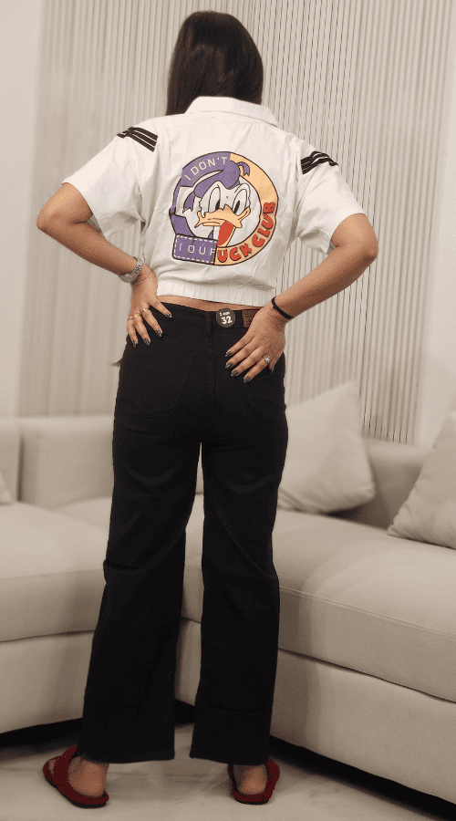 Women Shirt Collar Crop Top