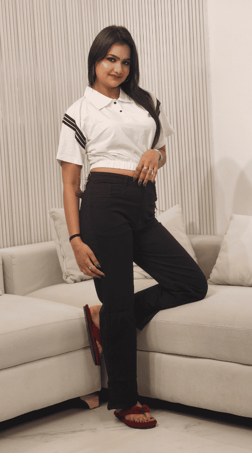 Women Shirt Collar Crop Top