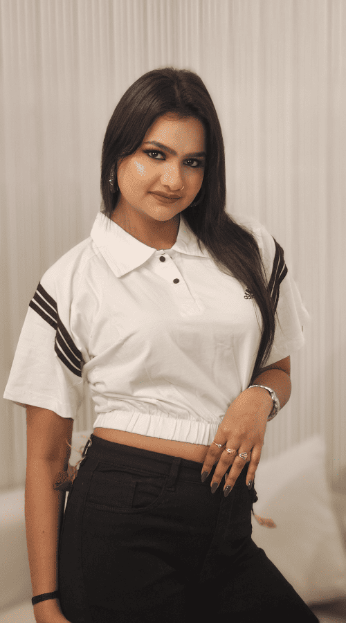 Women Shirt Collar Crop Top