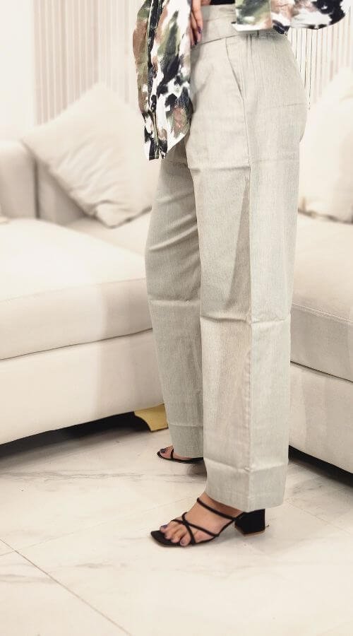 Women Flared Light Green Pure Cotton Trousers