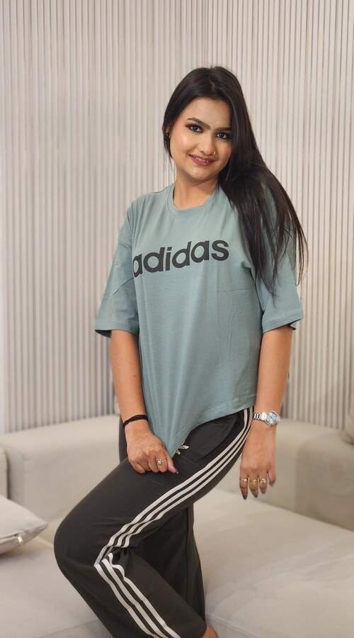 Women ADIDAS Striped Jogger Suit Set and T-shirt