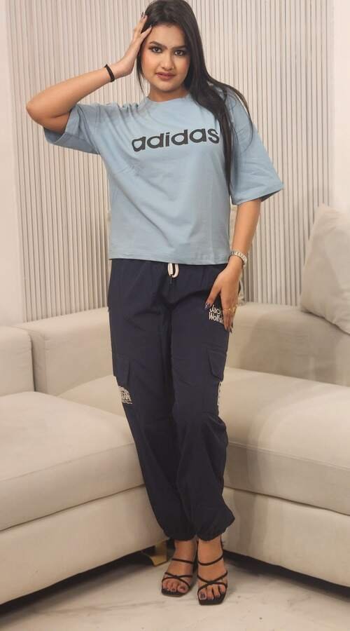 Women ADIDAS Striped Jogger Suit Set and T-shirt