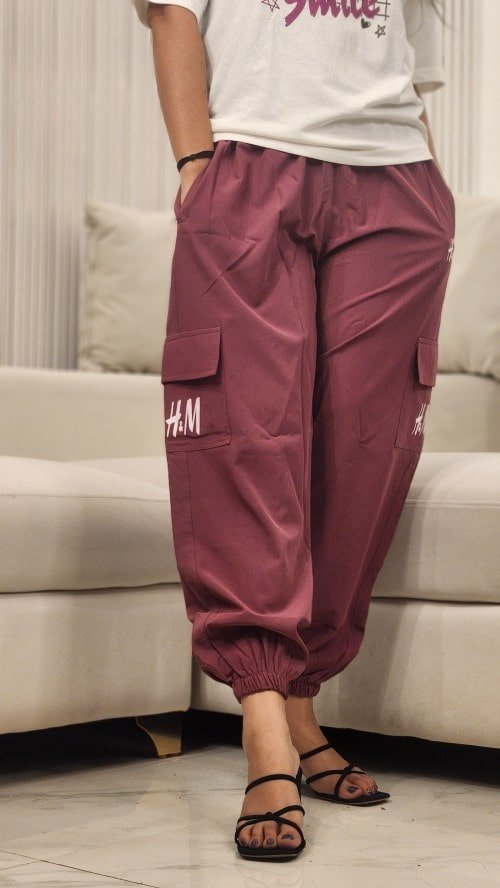 Women Printed T-shirt And Cargo Jogger Track Set