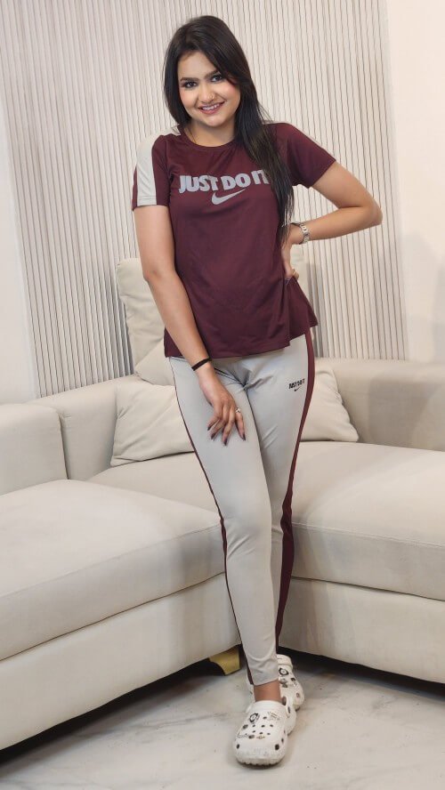 JDI SWSH Women Printed Round Neck Cotton Blend T-shirt & Trouser