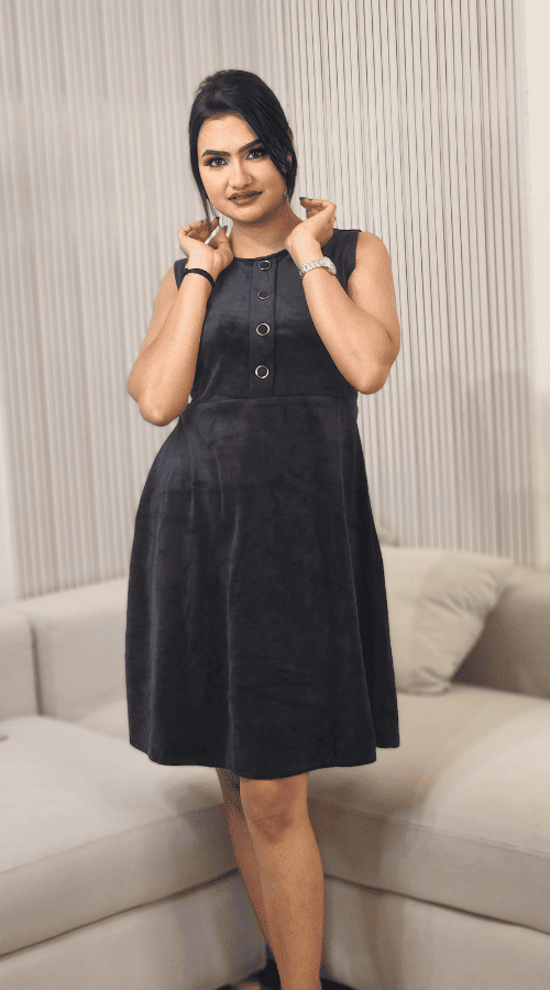 Velvet Teal Black Dress