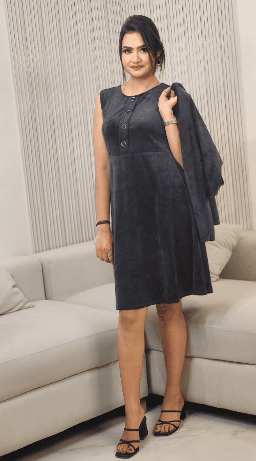 Velvet Teal Black Dress