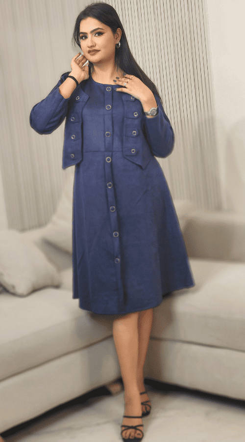 Velvet straight tunic attached jacket