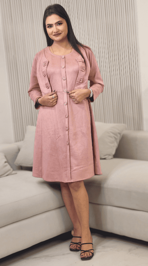 Velvet straight tunic attached jacket