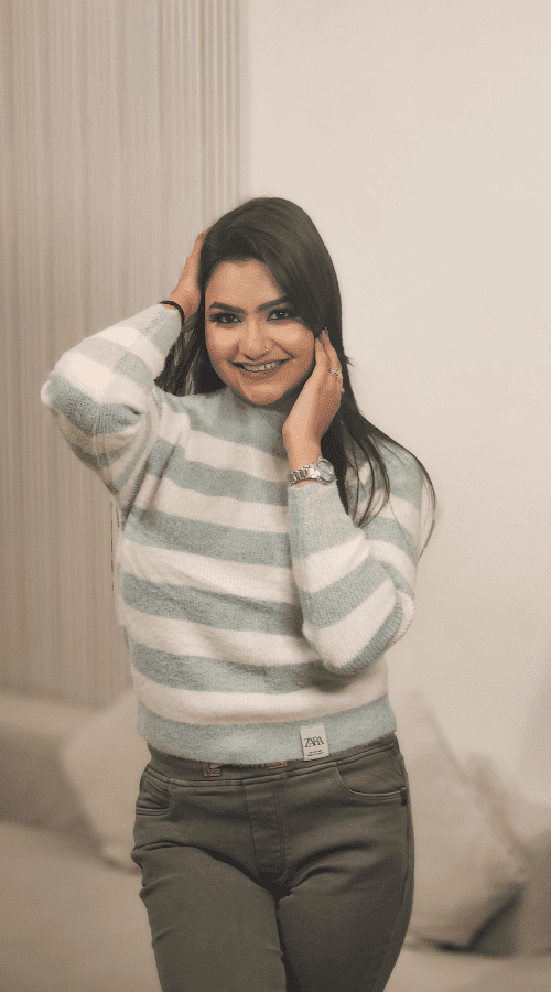 Women Striped round neck pink Top