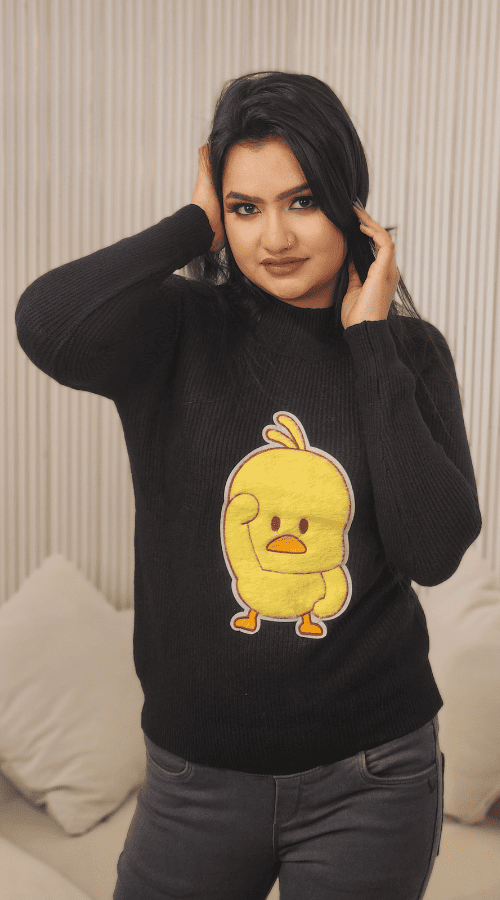 White self design embellished pullover