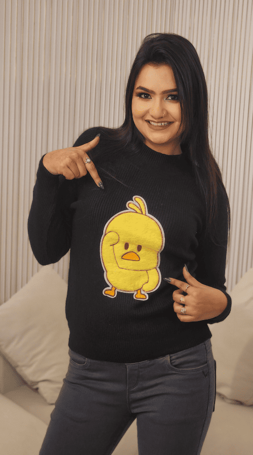 White self design embellished pullover